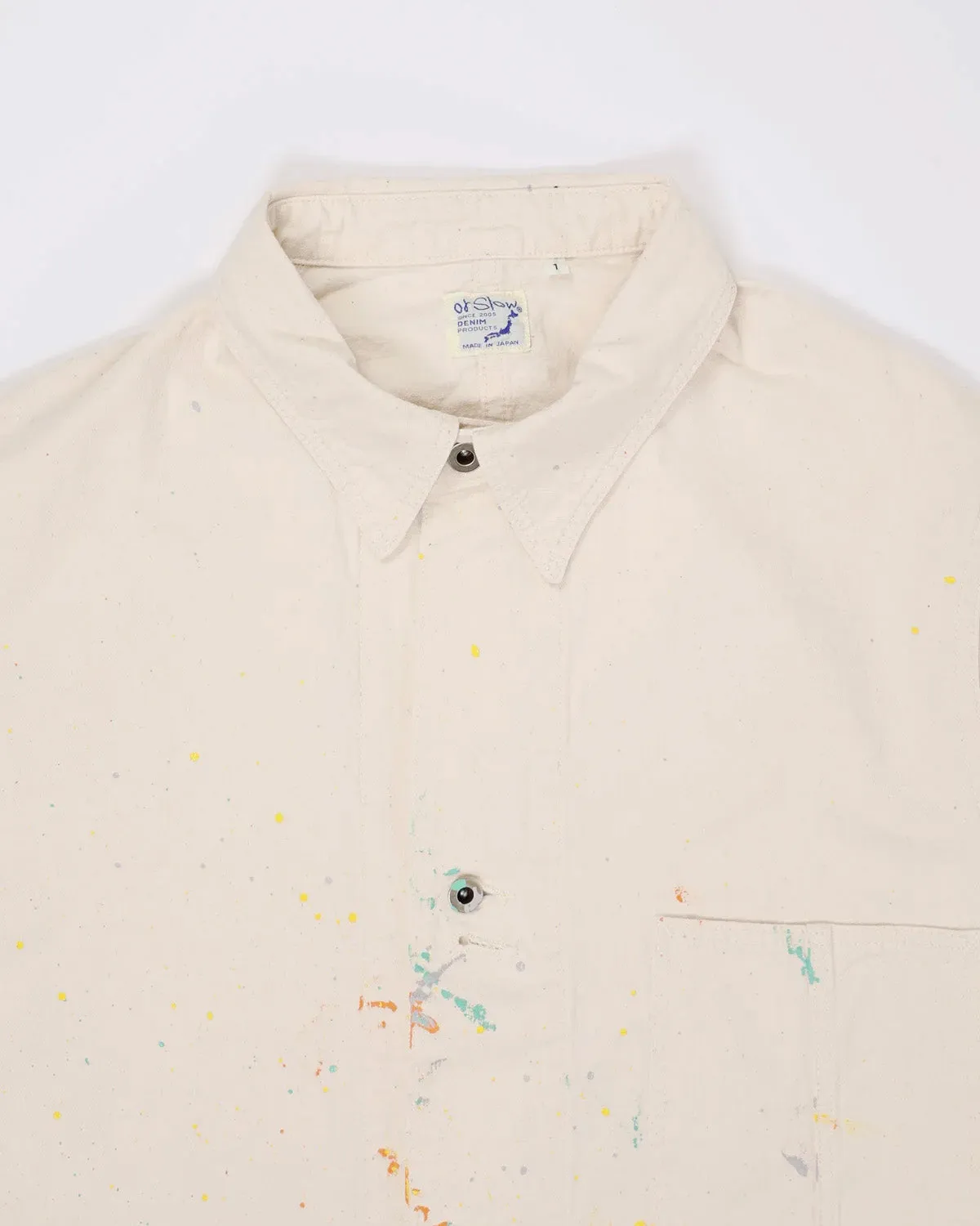 01-6150-P66 - Coverall Kinari Denim - Ecru with Paint