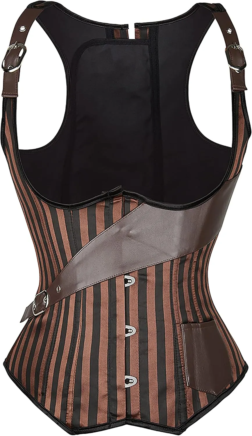 Alivila.Y Fashion Corset Womens Faux Leather Steampunk Corsets Victorian Bustier Top