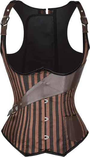 Alivila.Y Fashion Corset Womens Faux Leather Steampunk Corsets Victorian Bustier Top