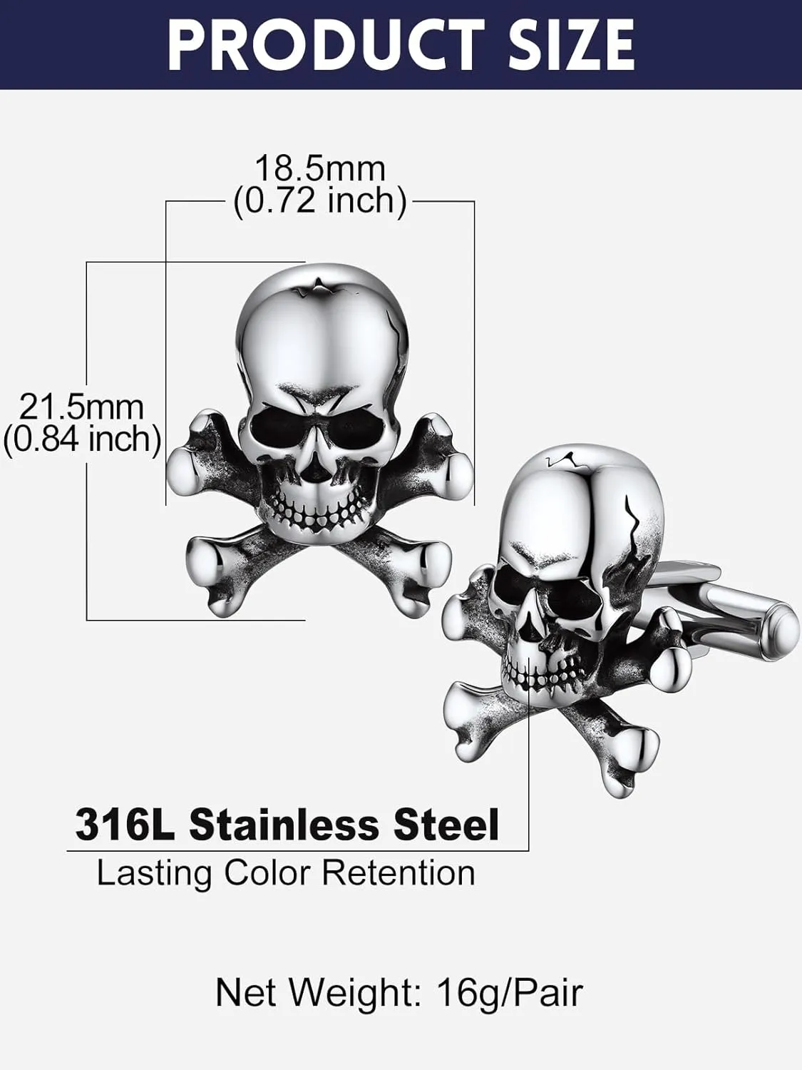 Bandmax Mens Cufflinks Stainless Steel Viking/Skull/Masonic Cuff Links for Men Best Gift for Father Husband Son
