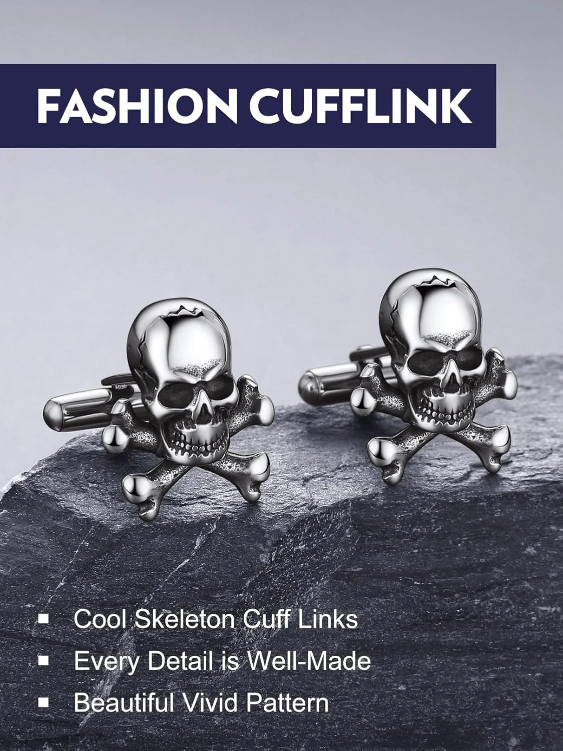 Bandmax Mens Cufflinks Stainless Steel Viking/Skull/Masonic Cuff Links for Men Best Gift for Father Husband Son