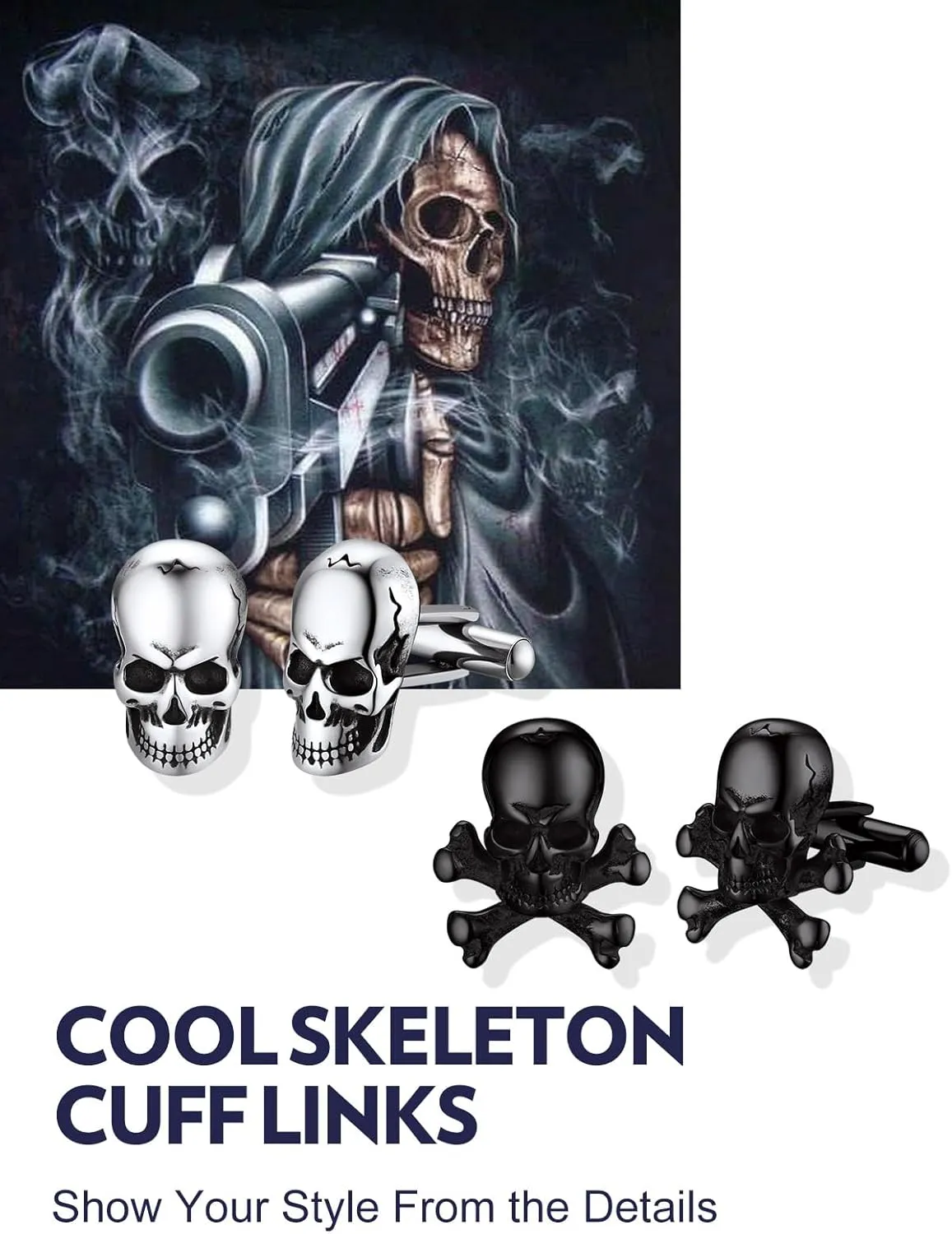 Bandmax Mens Cufflinks Stainless Steel Viking/Skull/Masonic Cuff Links for Men Best Gift for Father Husband Son