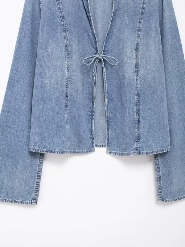 Denim Tie-Front Jacket for Women