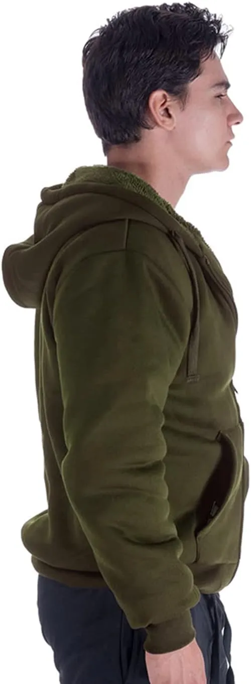 Gary Com Heavyweight Sherpa Hoodies for Men, Thick Fleece Lined Full Zip Up Winter Warm Sweatshirts Work Jackets