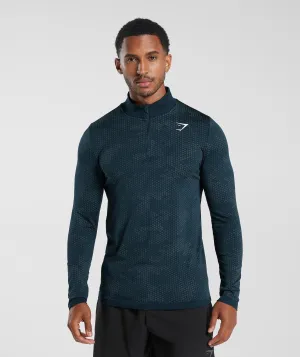 Gymshark Sport Seamless 1/4 Zip - Navy/Denim Teal