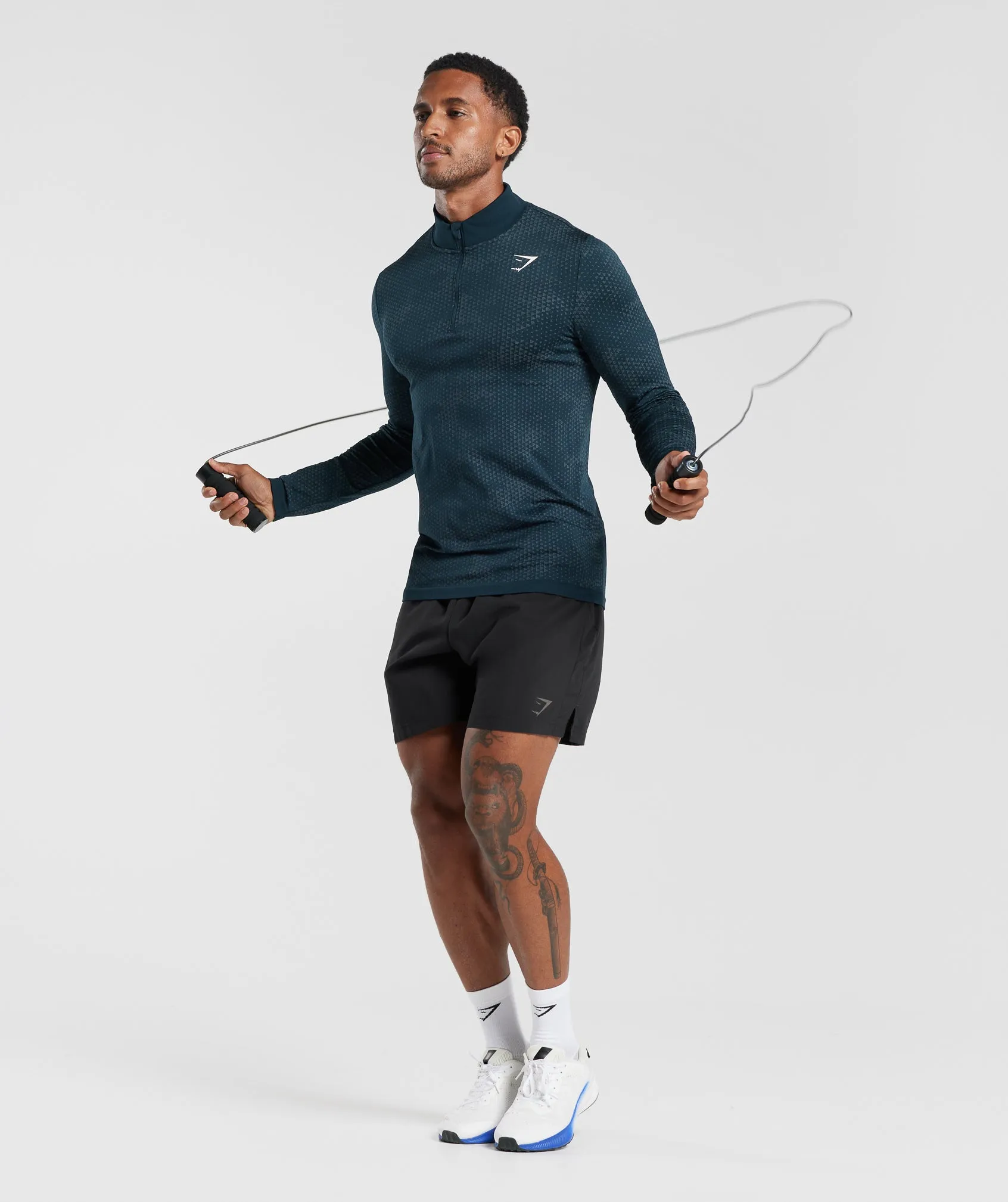 Gymshark Sport Seamless 1/4 Zip - Navy/Denim Teal