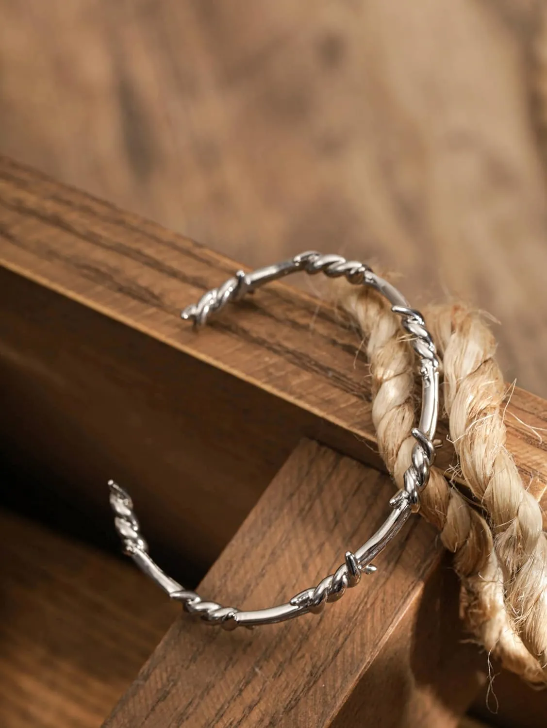 HAQUIL Gothic Punk Barbed Wire Twisted Cuff Bracelet Jewelry Gift for Men and Women