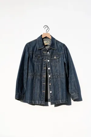 Havana Jacks Denim Jacket US 4/6, 90's Longline Fitted Waistline Medium Blue Wash