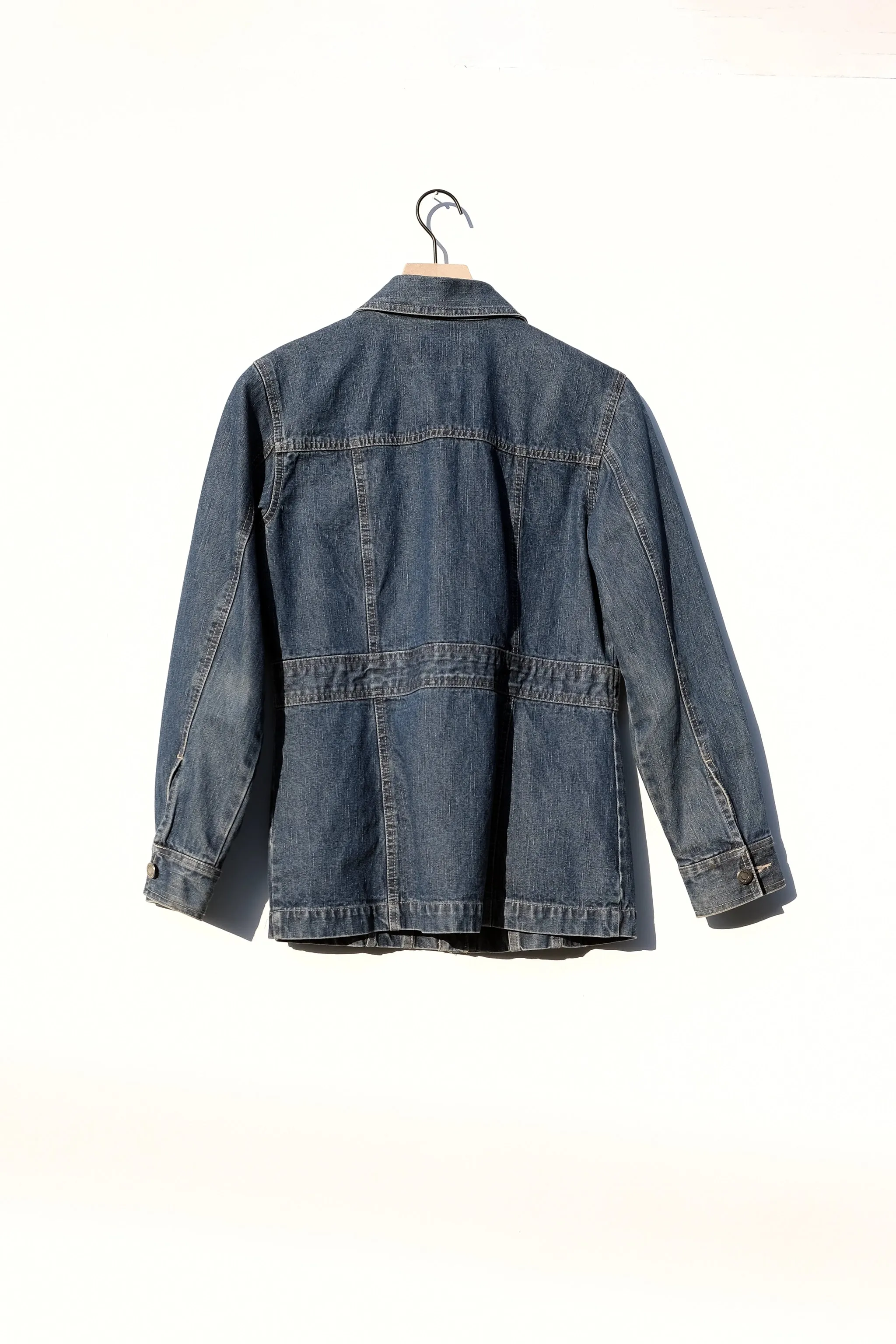 Havana Jacks Denim Jacket US 4/6, 90's Longline Fitted Waistline Medium Blue Wash