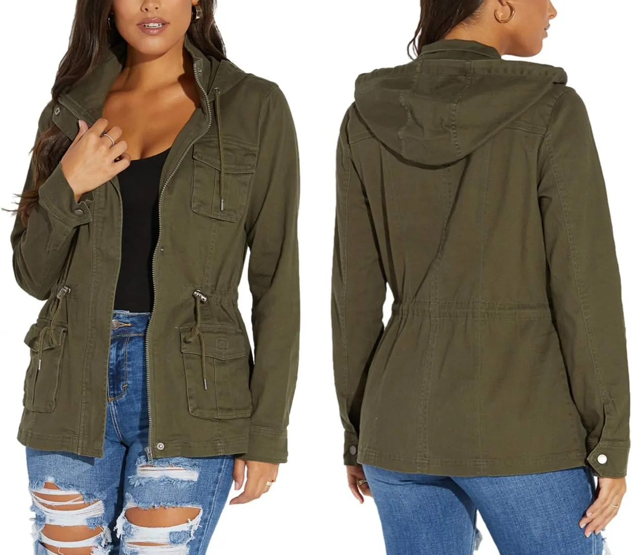 JTNFairy Casual Jackets for Women Long Sleeve Zipper Classic Outwear Bomber Coats with Pockets