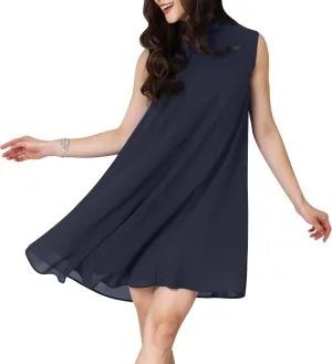 KOH KOH Womens 2025 Short Sleeveless Halter-Neck Flowy Summer Cute Mini Dress