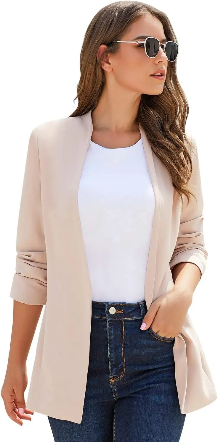 luvamia Women's Casual Long Sleeve Lapel Button Slim Work Office Blazer Jacket