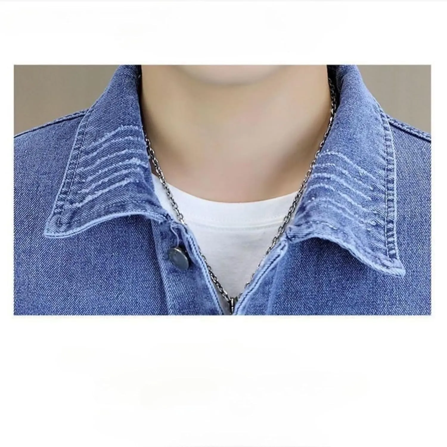 Mens Classic Lapel Jean Jacket Casual Slim Fit Trucker Cowboy Coat Pocket Front Casual Men Denim Jackets
