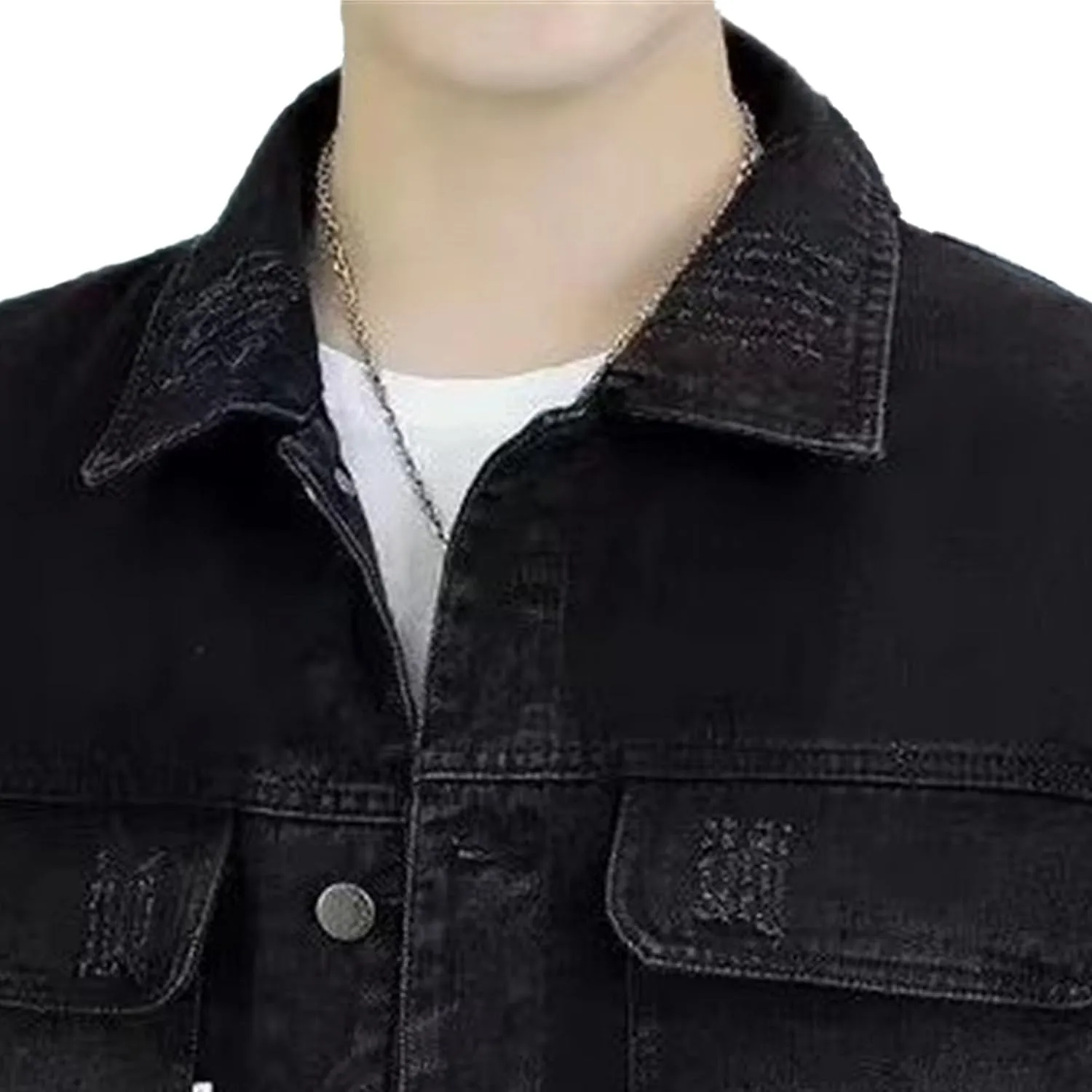Mens Classic Lapel Jean Jacket Casual Slim Fit Trucker Cowboy Coat Pocket Front Casual Men Denim Jackets