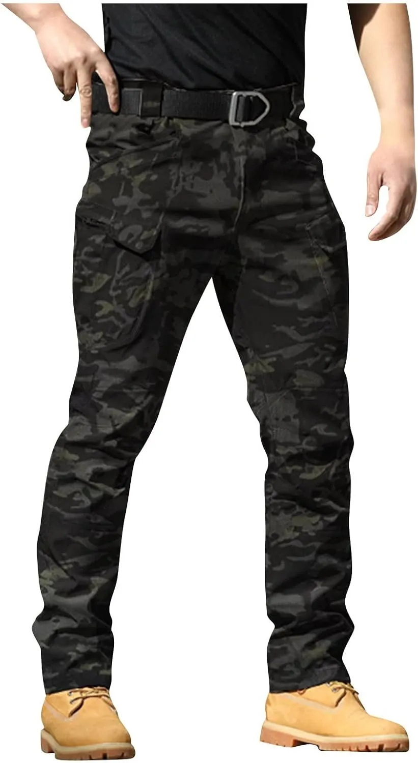 midelxp Stretch Cargo Pants for Men Work Ripstop Flex Flexcamo Tactical Waterproof Pants Camping Hiking Pants Multi Pockets