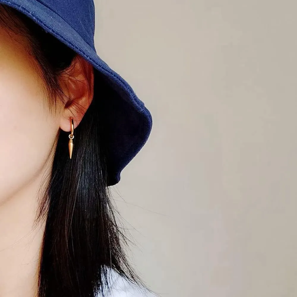 Minimalist Spike Huggie Small Hoop Dangle Drop Earrings for Men Women Geometric Huggie Stainless Steel Charms Hoops Cuff Cartilage Stud Tragus Helix Wrap Hypoallergenic Earring Punk Gift