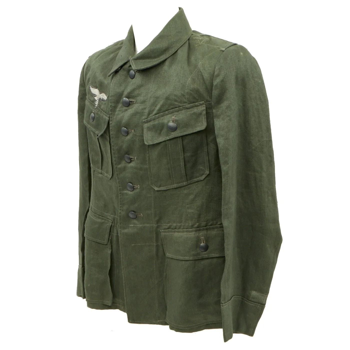 Original German WWII Luftwaffe HBT Reed Green M43 Tunic in Mint Condition