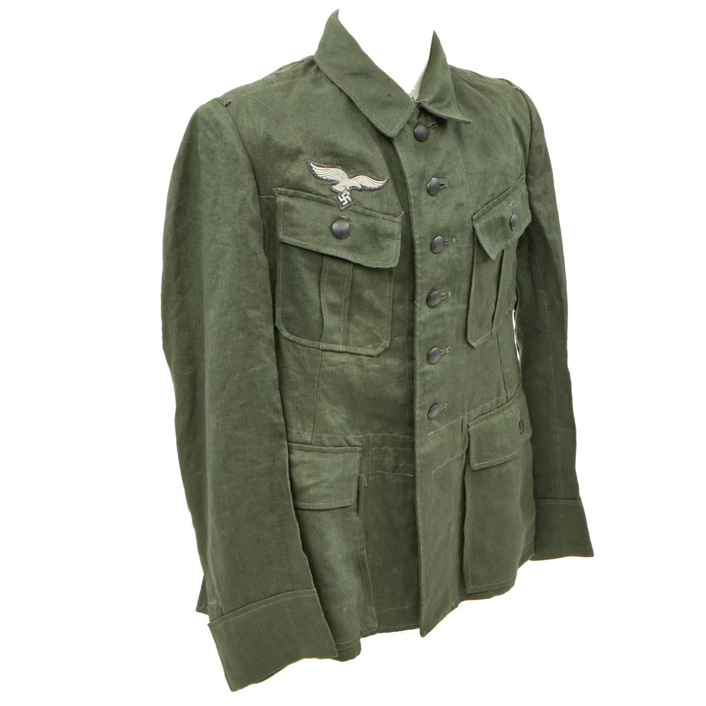 Original German WWII Luftwaffe HBT Reed Green M43 Tunic in Mint Condition
