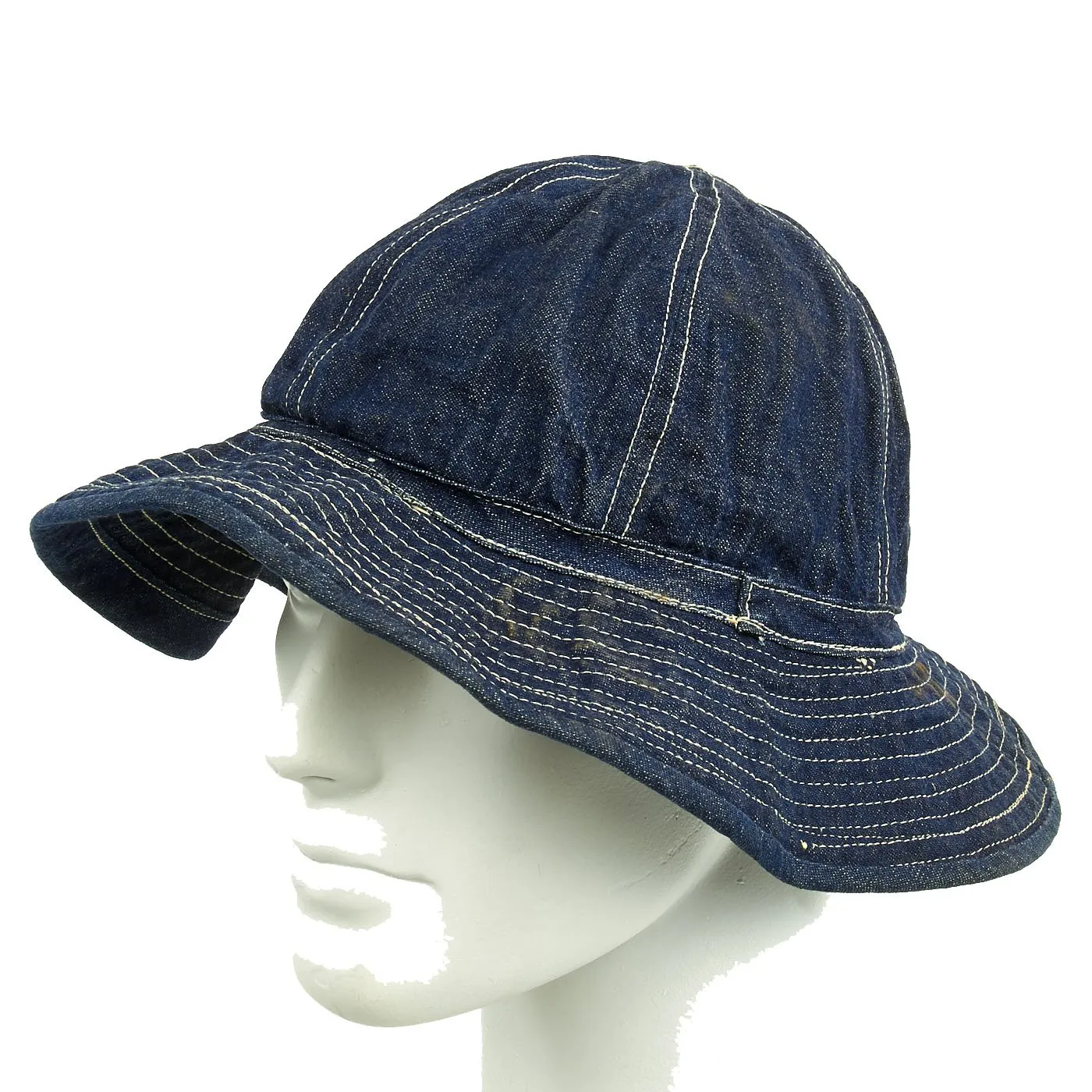 Original WWII U.S. Army Daisy Mae Blue Denim Fatigue Work Hat - Size 7 5/8