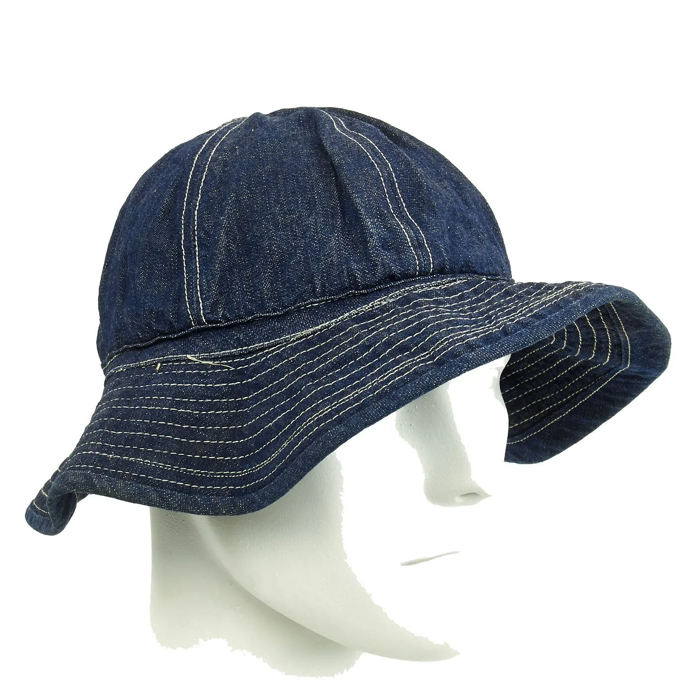 Original WWII U.S. Army Daisy Mae Blue Denim Fatigue Work Hat - Size 7 5/8
