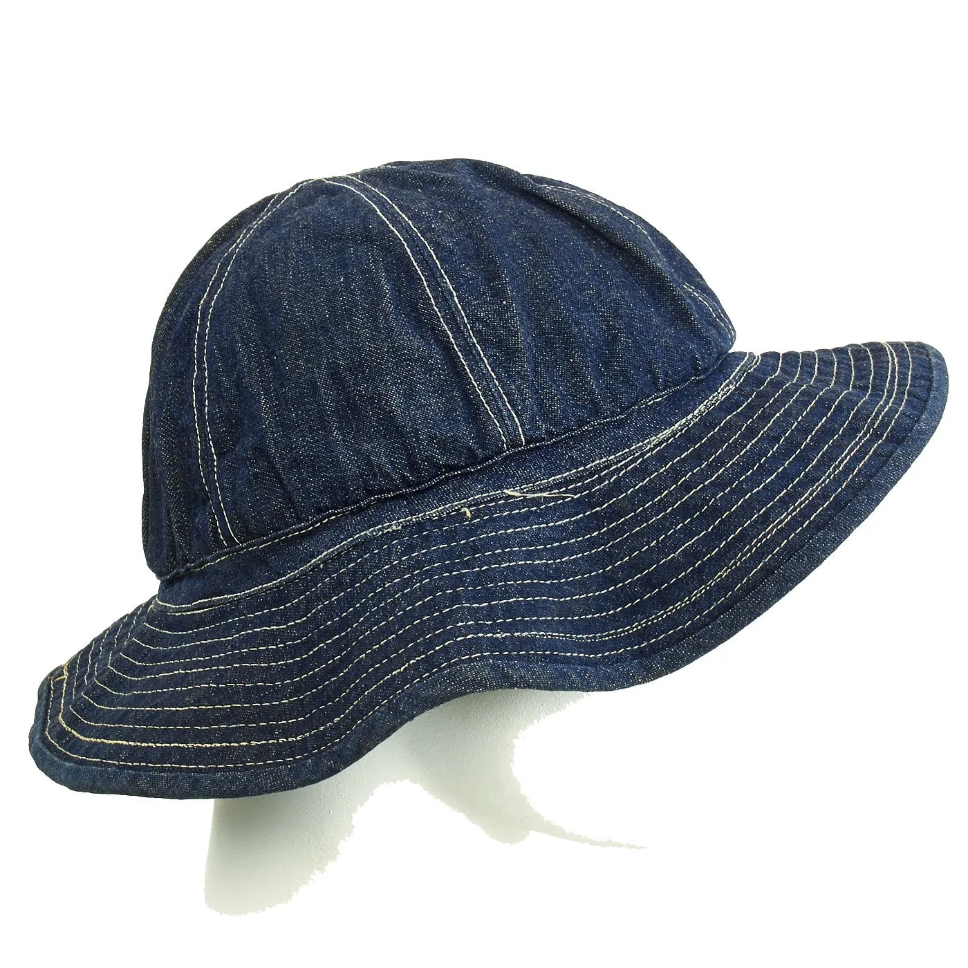 Original WWII U.S. Army Daisy Mae Blue Denim Fatigue Work Hat - Size 7 5/8