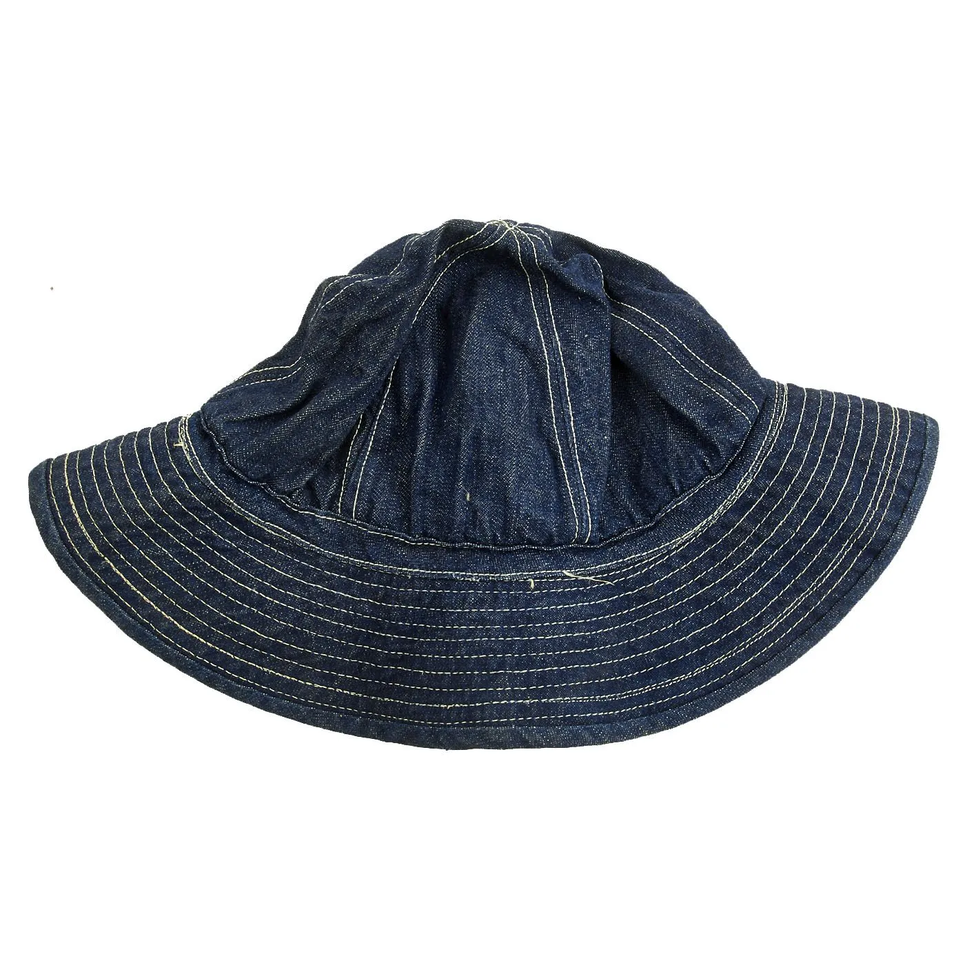 Original WWII U.S. Army Daisy Mae Blue Denim Fatigue Work Hat - Size 7 5/8