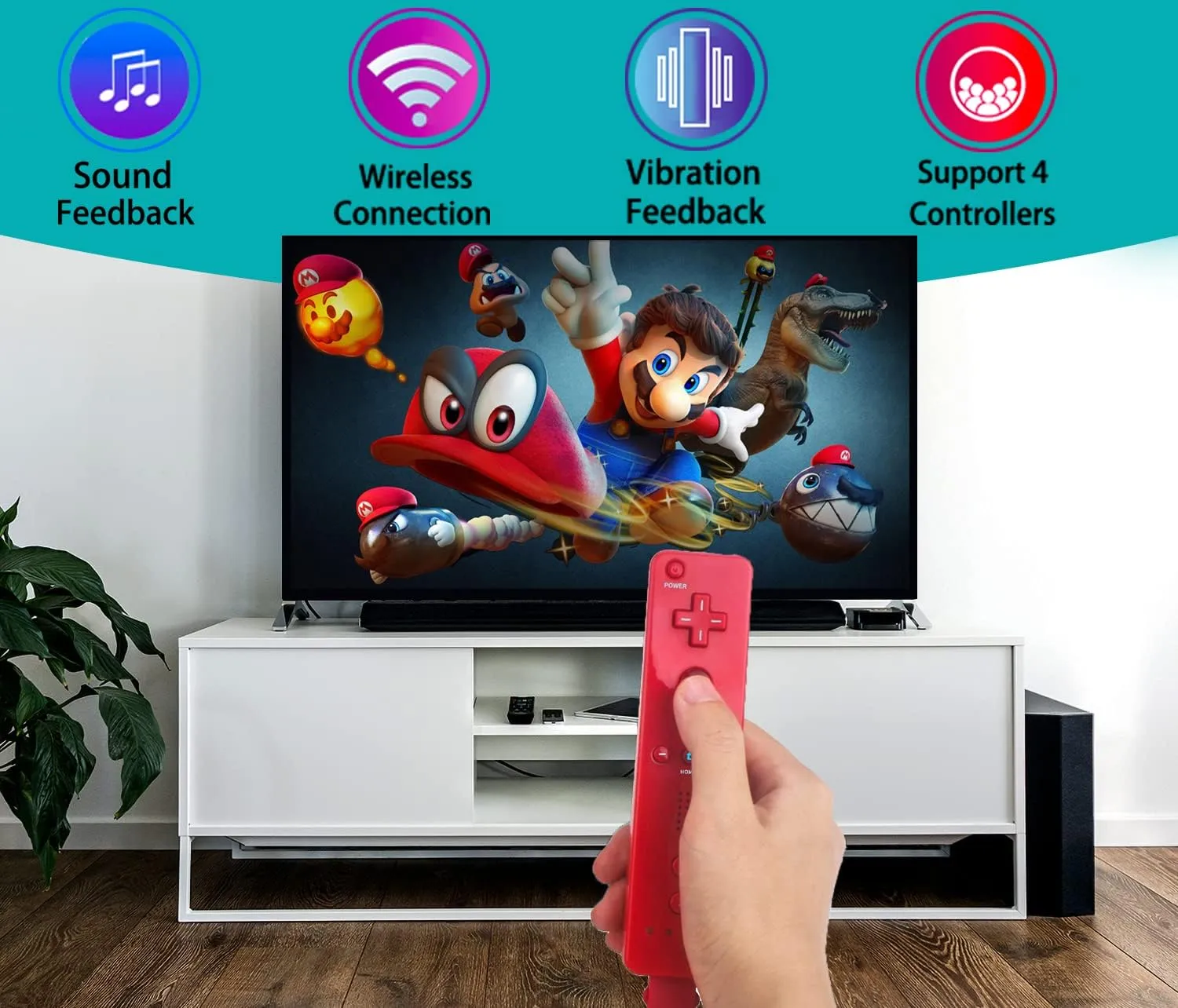 PGYFDAL 2 Packs Classic Remote Controller Compatible for Wii Wii U Console, Gamepad with Soft Silicone Sleeve and Wrist Strap (Red and Dark Blue)