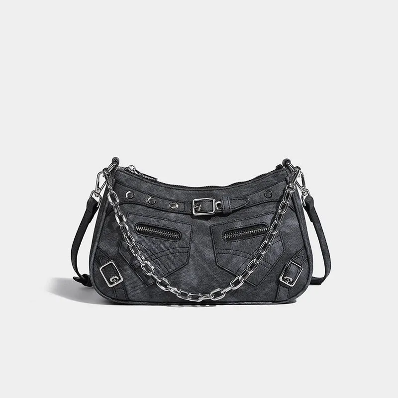 Pre Order:  Denim Crossbody Chain Strap Handbag