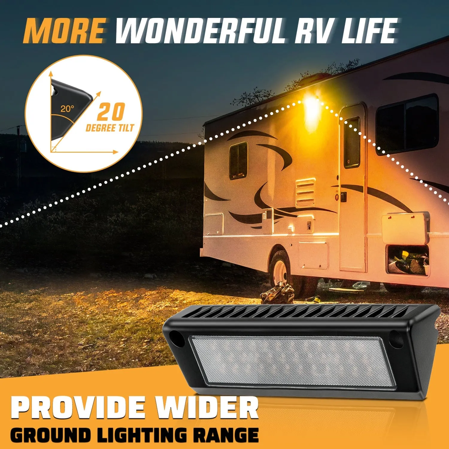 RV Exterior Light 2PCS 9 Inch Amber Beam Porch Lights Black Aluminum