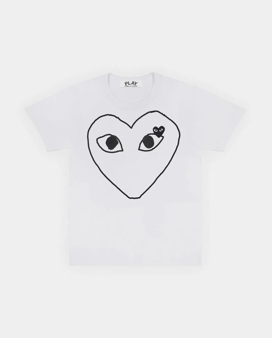 T102 BLACK HEART OUTLINE T-SHIRT / WHITE