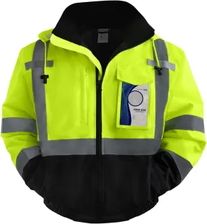 TCCFCCT Men's Waterproof Hi Vis Class 3 Reflective Safety Winter Bomber Jacket with Black Bottom, J-Yellow 3XL