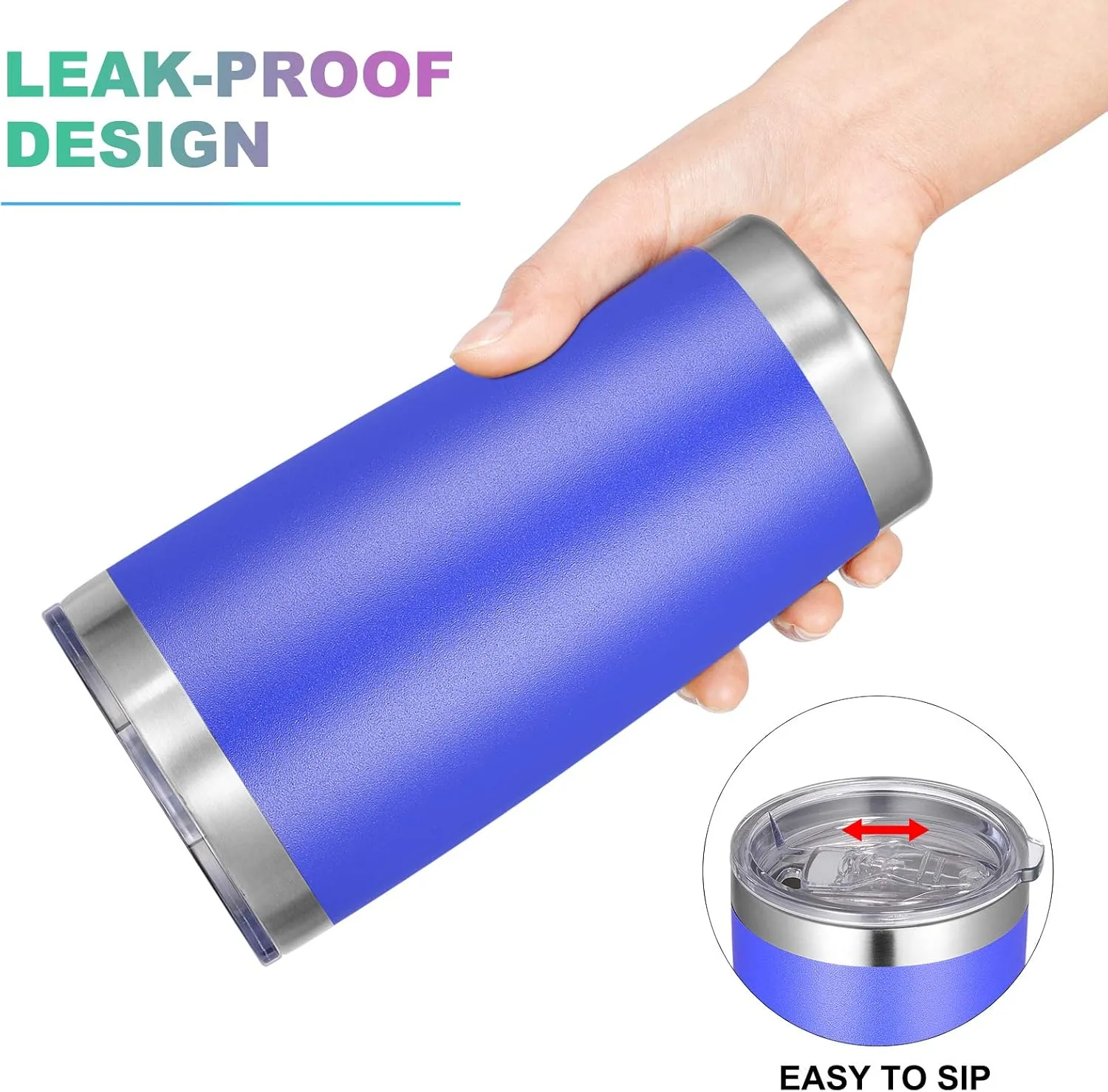 VEGOND 20oz Tumbler with Lid and Straw Stainless Steel Tumbler Cup Vacuum Insulated Double Wall Travel Coffee Mug Powder Coated Coffee Cup (Bluish Violet 1 Pack)