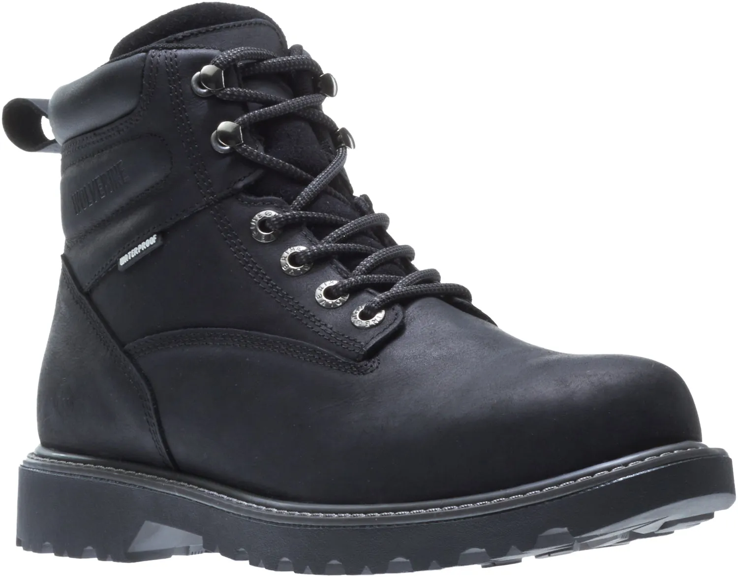 Wolverine Mens Black Leather Floorhand WP 6in Work Boots