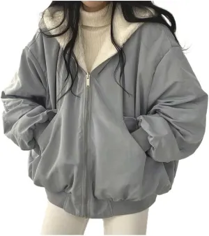 Women down Jackets With Thickened Wool Double Jacket Hooded Thick Jacket Top Womens Style Winter Coat