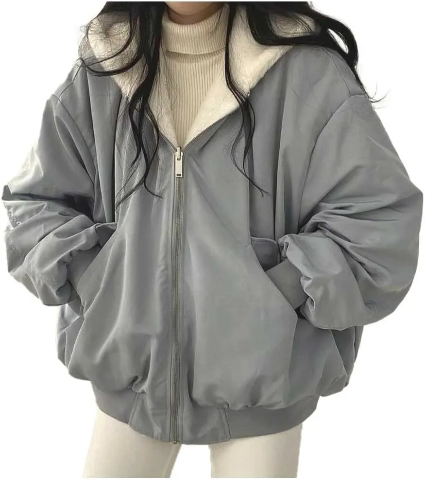 Women down Jackets With Thickened Wool Double Jacket Hooded Thick Jacket Top Womens Style Winter Coat