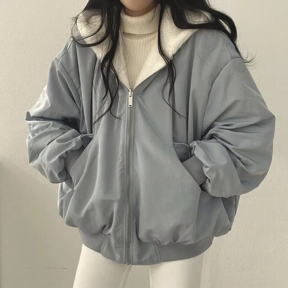 Women down Jackets With Thickened Wool Double Jacket Hooded Thick Jacket Top Womens Style Winter Coat