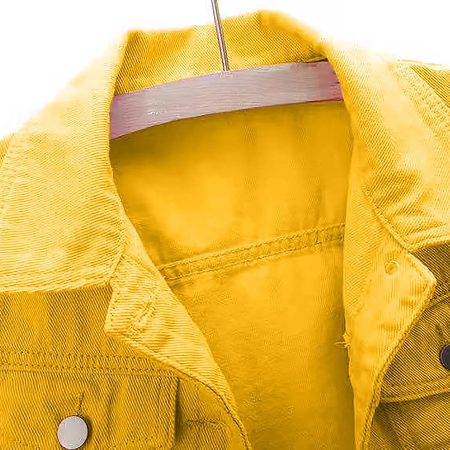 Women's 3/4 Sleeve Colored Cropped Denim Jacket,Womens Cropped Denim Jacket,Light Wash Short Jean Jacket Trucker Coat