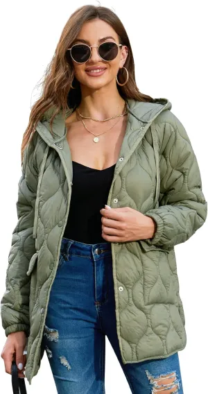 XULIKU Women's Quilted Jackets Lightweight Long Sleeve Stand Collar Padding Short Puffer Coat for Women Fall Winter
