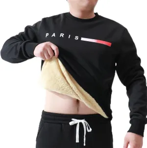ZYXTIM Men's Sherpa Lined Sweatshirt Fleece Crewneck Long Sleeve Thermal Thick Winter Pullover Top Sweater Warm John Shirts
